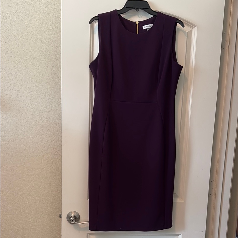 Calvin Klein Sheath Midi Dress Sleeveless Crew Neck